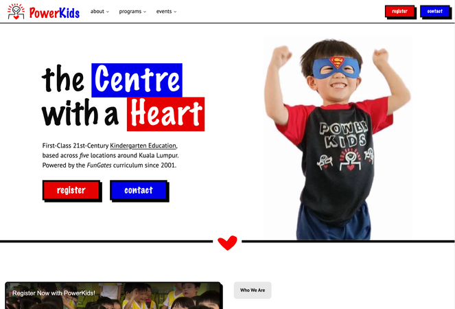 Display image showcasing my Brand Website project for PowerKids Kindergarten